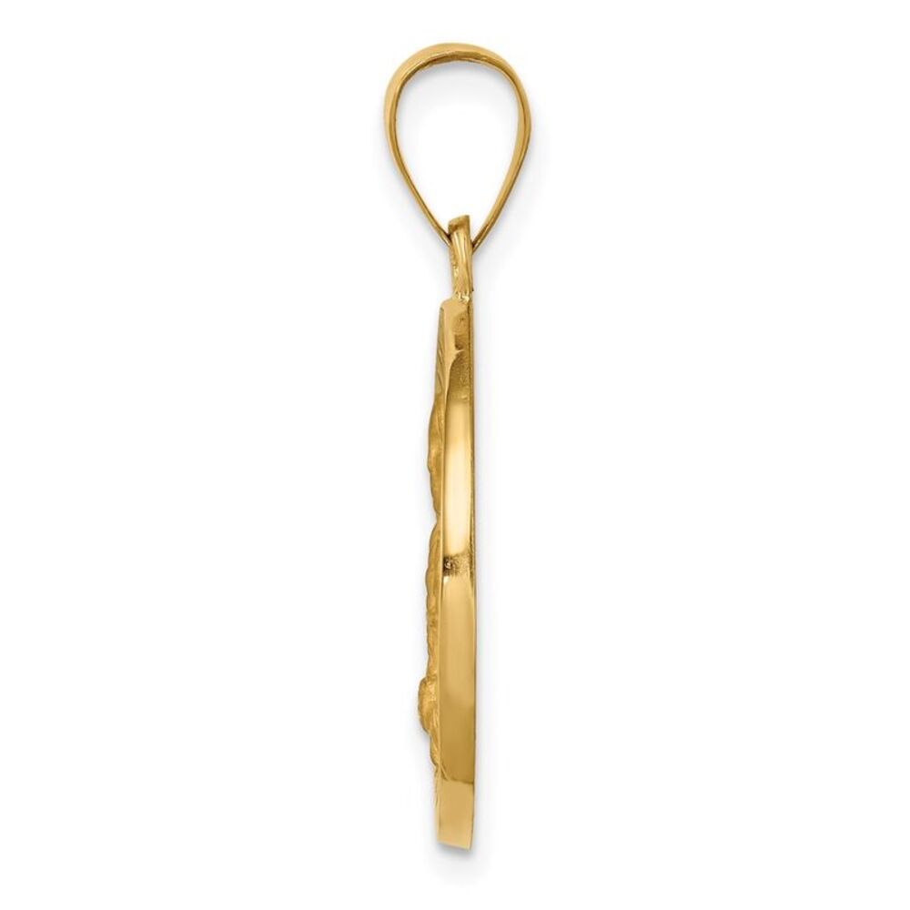 14k Yellow Gold Hollow St. Kateri Medal Pendant, 19mm (3/4 Inch) - Picture 2 of 5